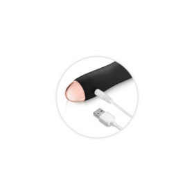 Vibromasseur noir 7 vitesses USB tête strié 